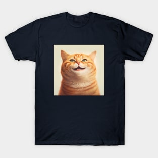 Realistic illustration of cute red haired cat smiling at the camera T-Shirt